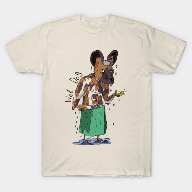 African Wild (wet) Dog T-Shirt by Animal Surrealism